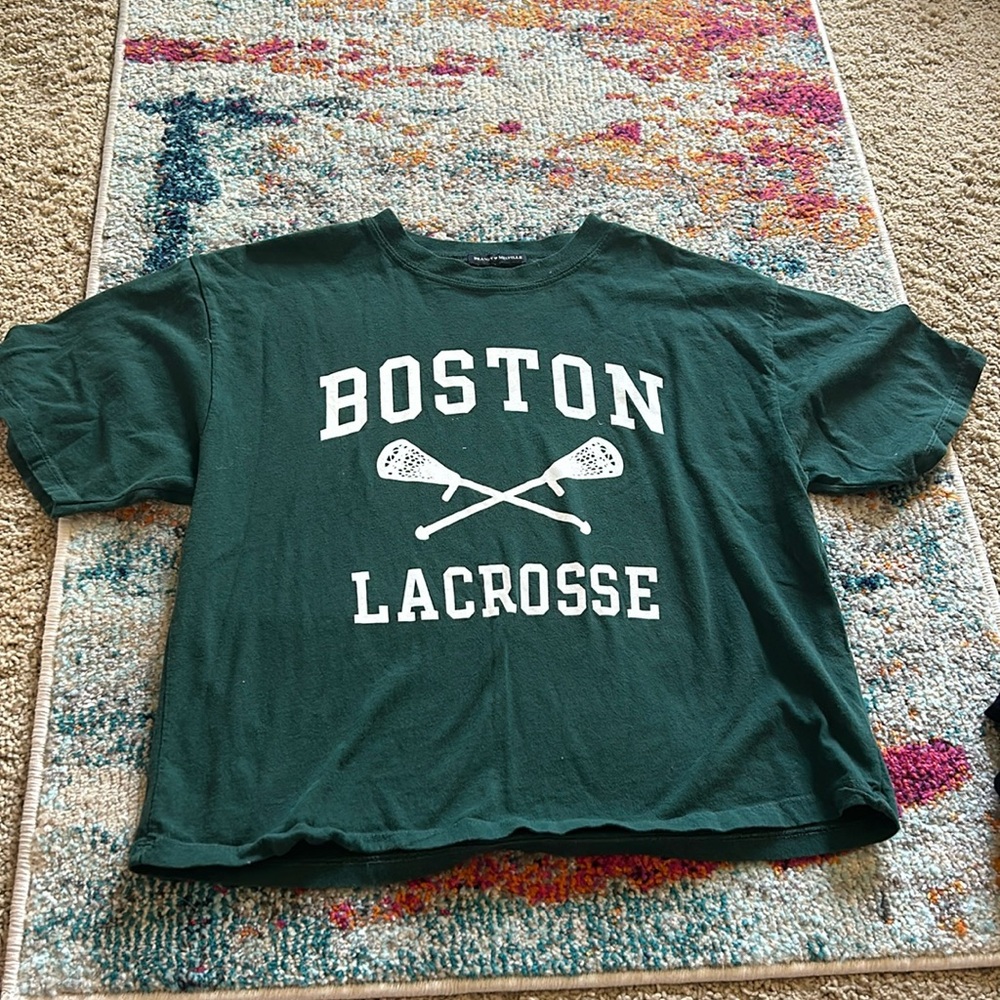 Brandy Melville Green Boston Lacrosse Graphic Tee